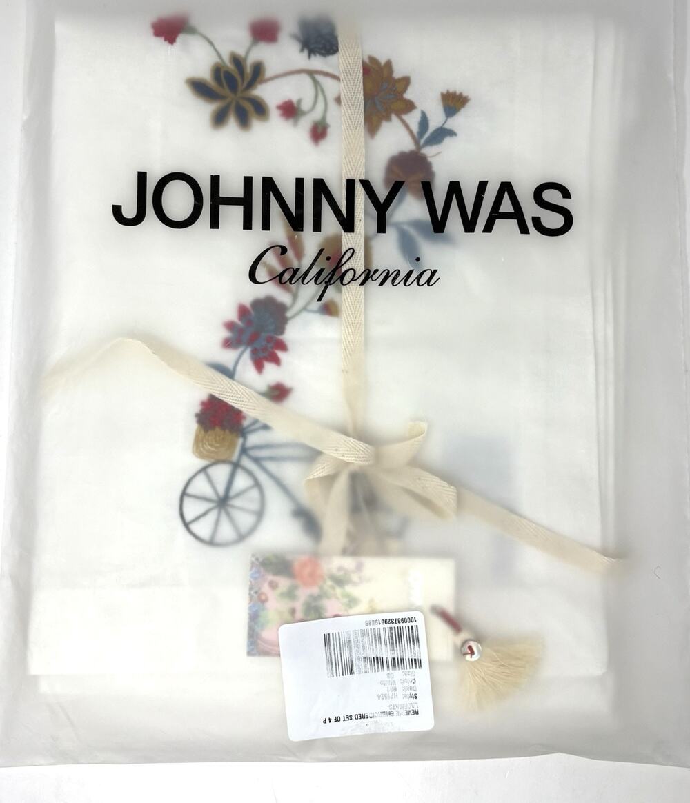Johnny Was Reverie Placemats Set Of 4 Embroidered Linen Blend Bike Floral H71524